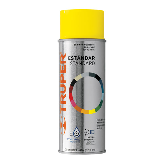 Pintura en aerosol, amarillo canario,bote tradicional,400ml Caja con 6, 102834