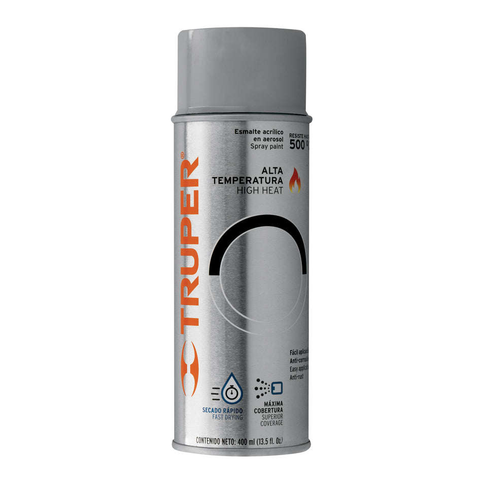 Pintura en aerosol alta temp,aluminio,bote tradicional,400ml Caja con 6, 102853