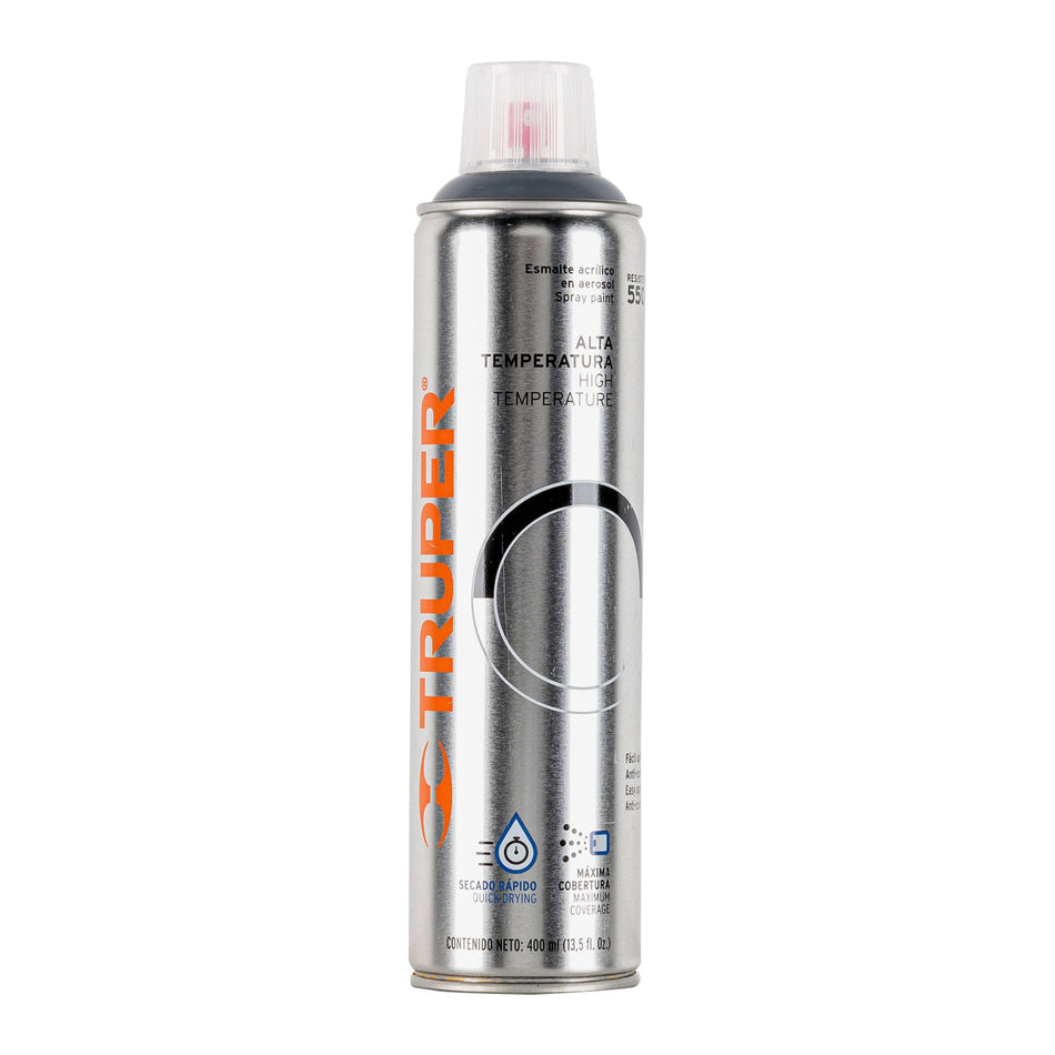 Pintura en aerosol alta temp. bote esbelto, aluminio,400ml Caja con 4, 18071