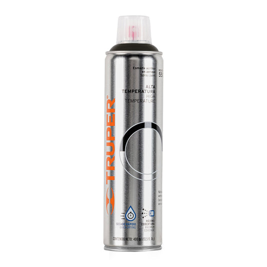 Pintura en aerosol alta temp. bote esbelto, negro, 400 ml Caja con 4, 18070