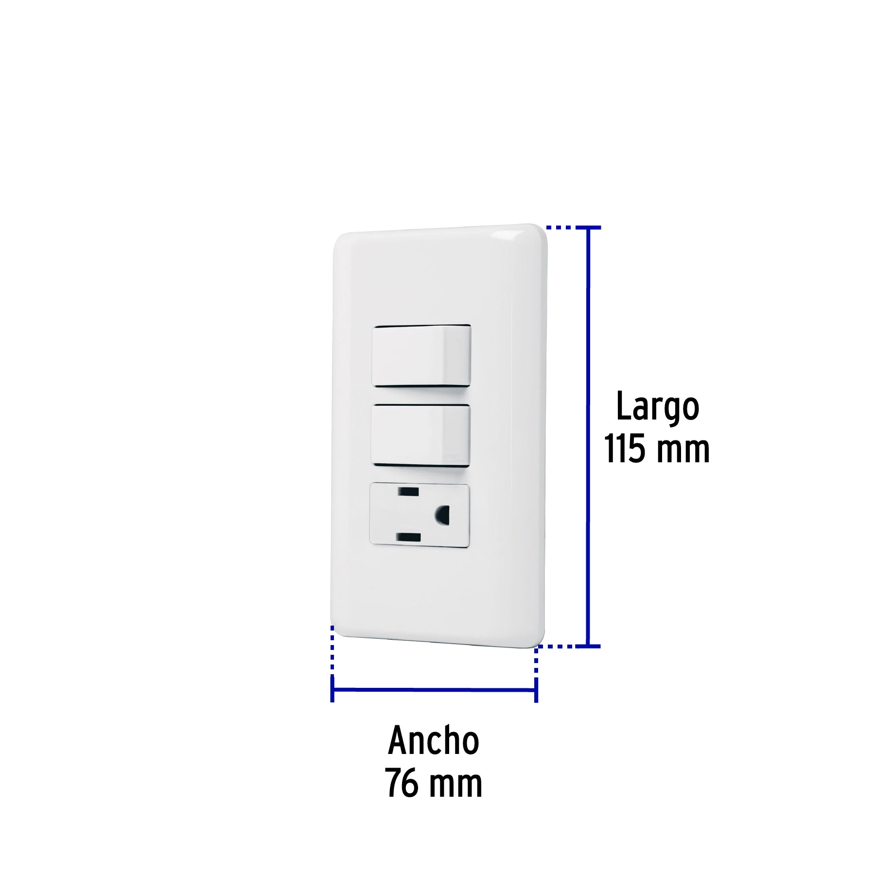 Placa armada 2 interruptores y contacto, marfil, Basic, 26635