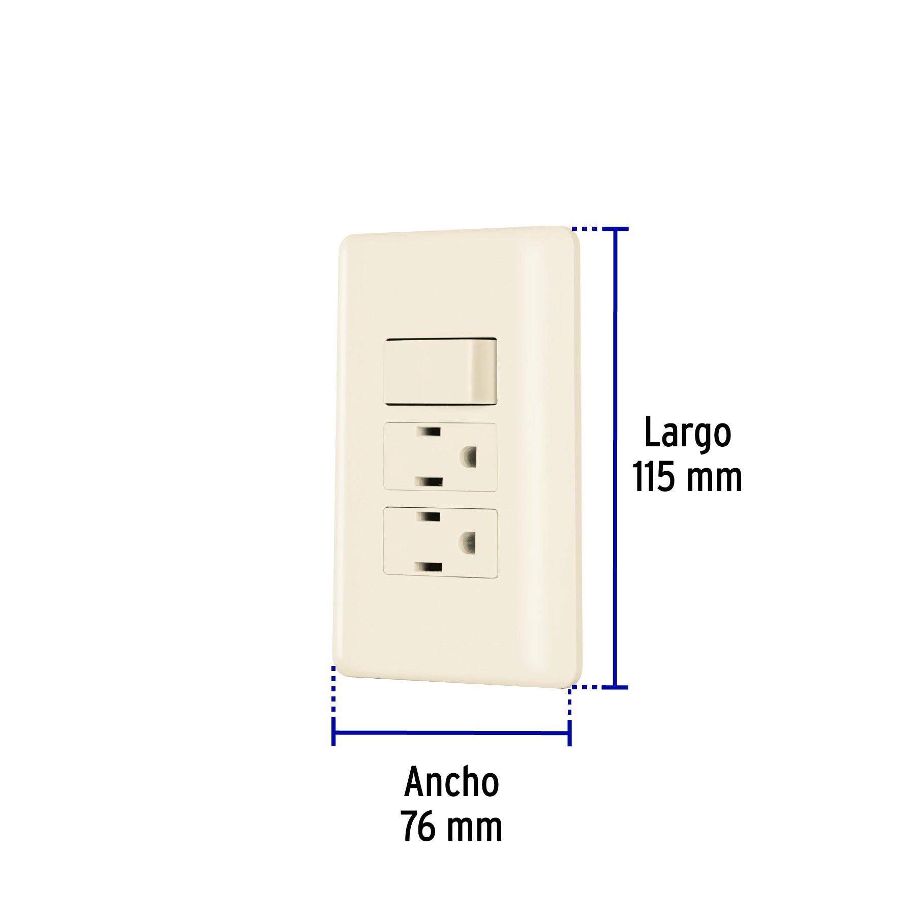 Placa armada interruptor y 2 contactos, marfil, Basic, 26633