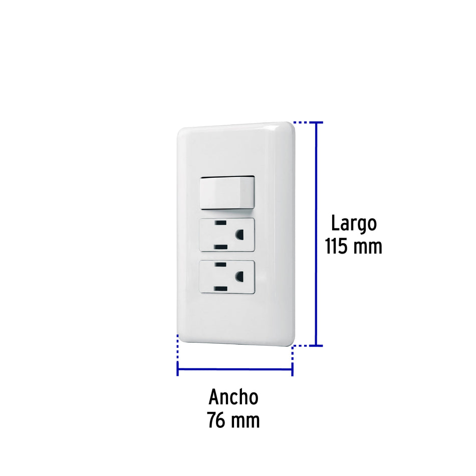 Placa armada 2 contactos e interruptor sencillo, Basic Caja con 10, 25079