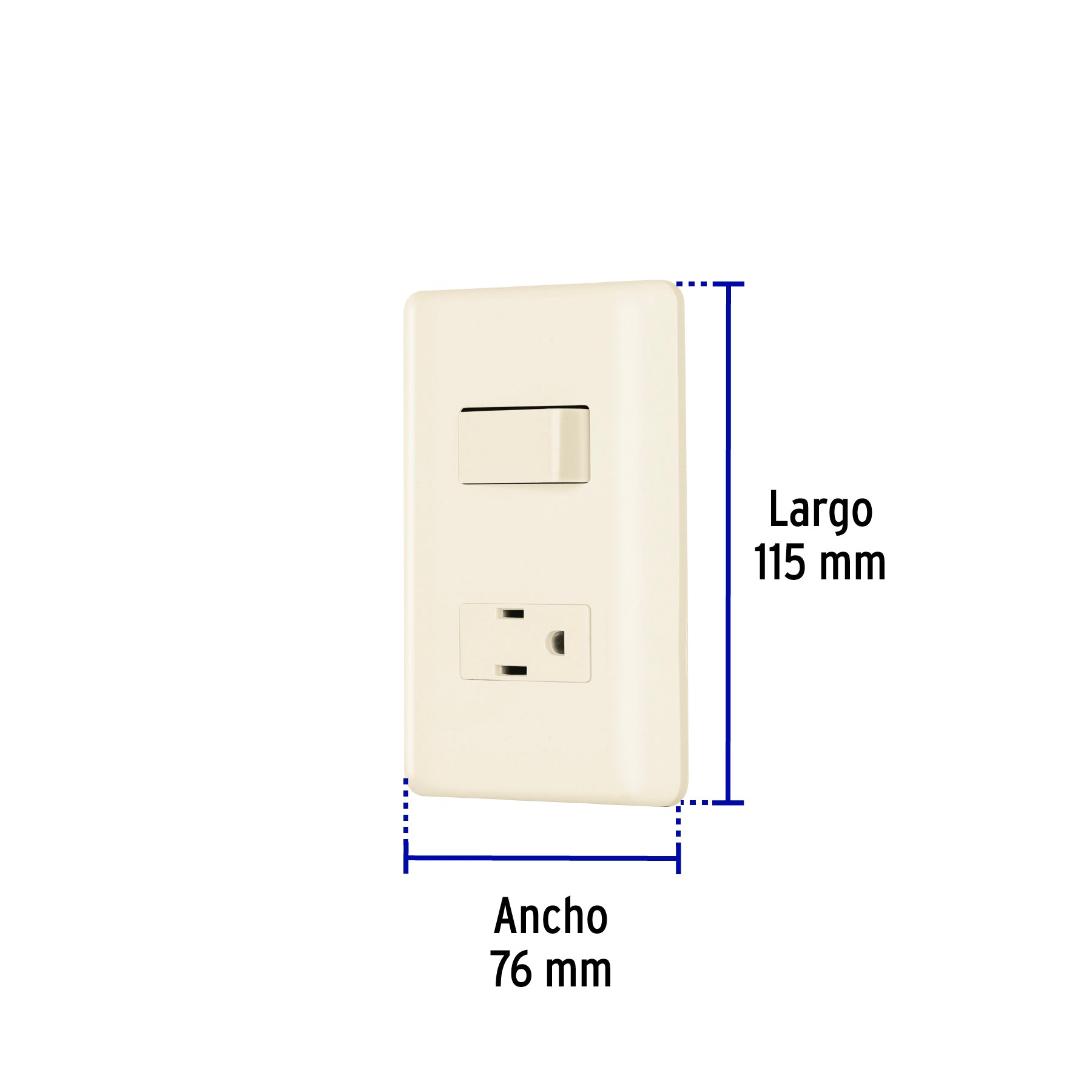 Placa armada interruptor y contacto, marfil, Volteck, 26634