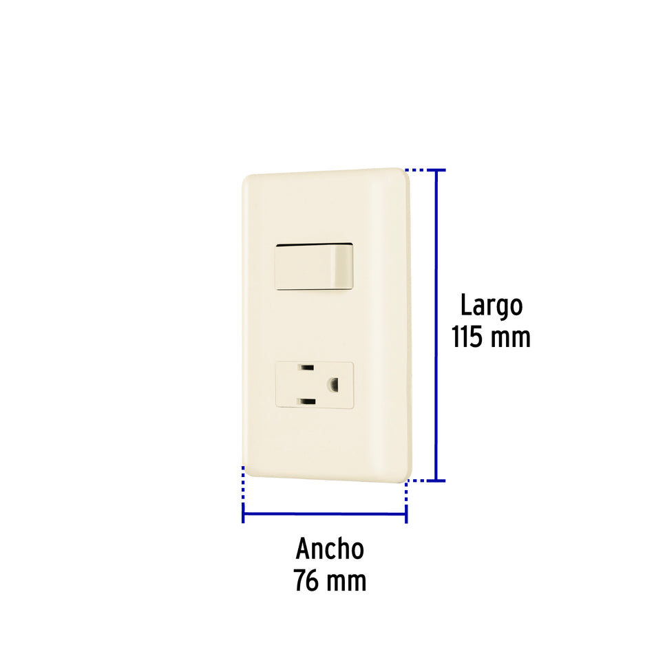 Placa armada interruptor y contacto, marfil, Volteck Caja con 10, 26634