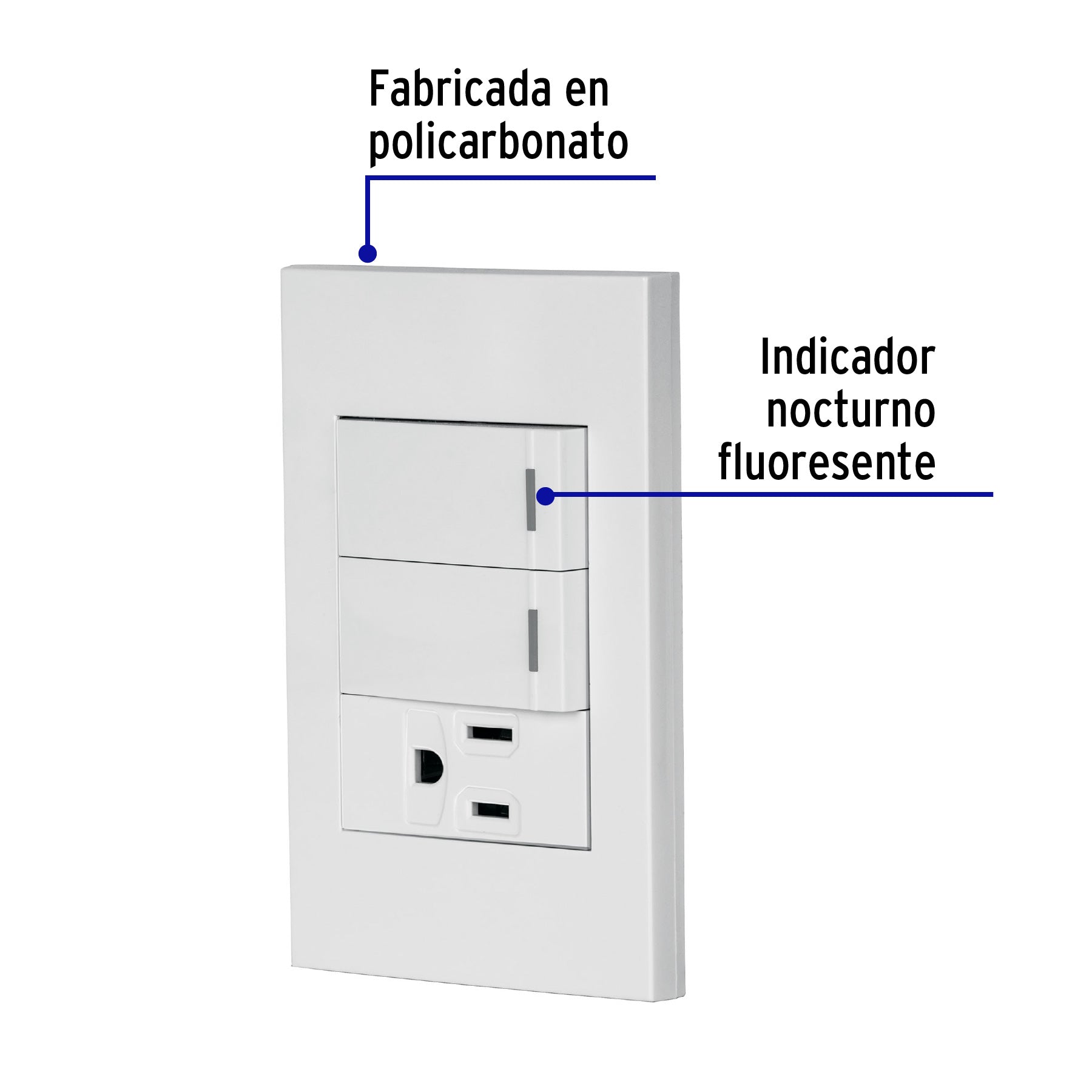 Placa armada 2 interruptores,1 contacto,1mod,Española,blanco, 45597