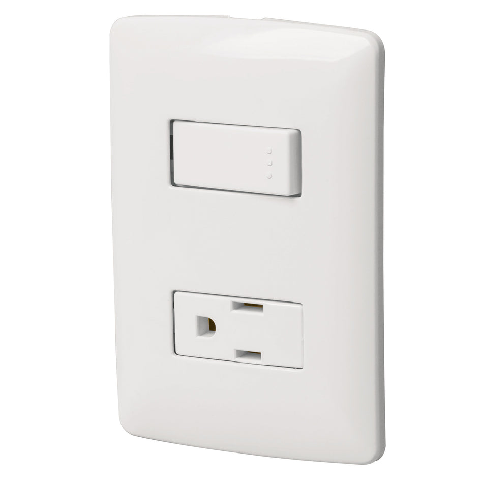 Placa armada contacto e interruptor, blanco, línea Italiana Caja con 12, 46455