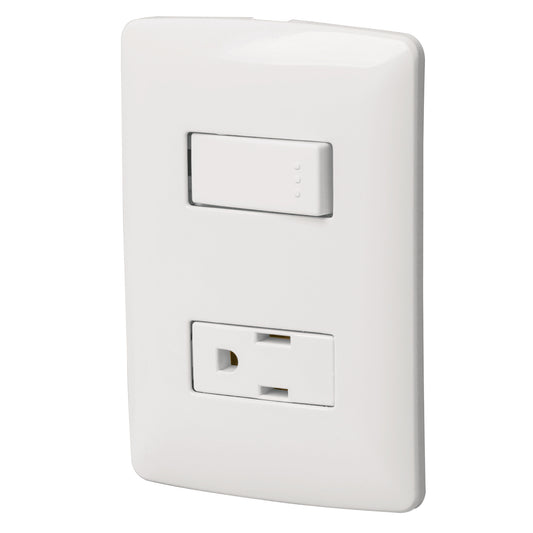Placa armada contacto e interruptor, blanco, línea Italiana Caja con 12, 46455