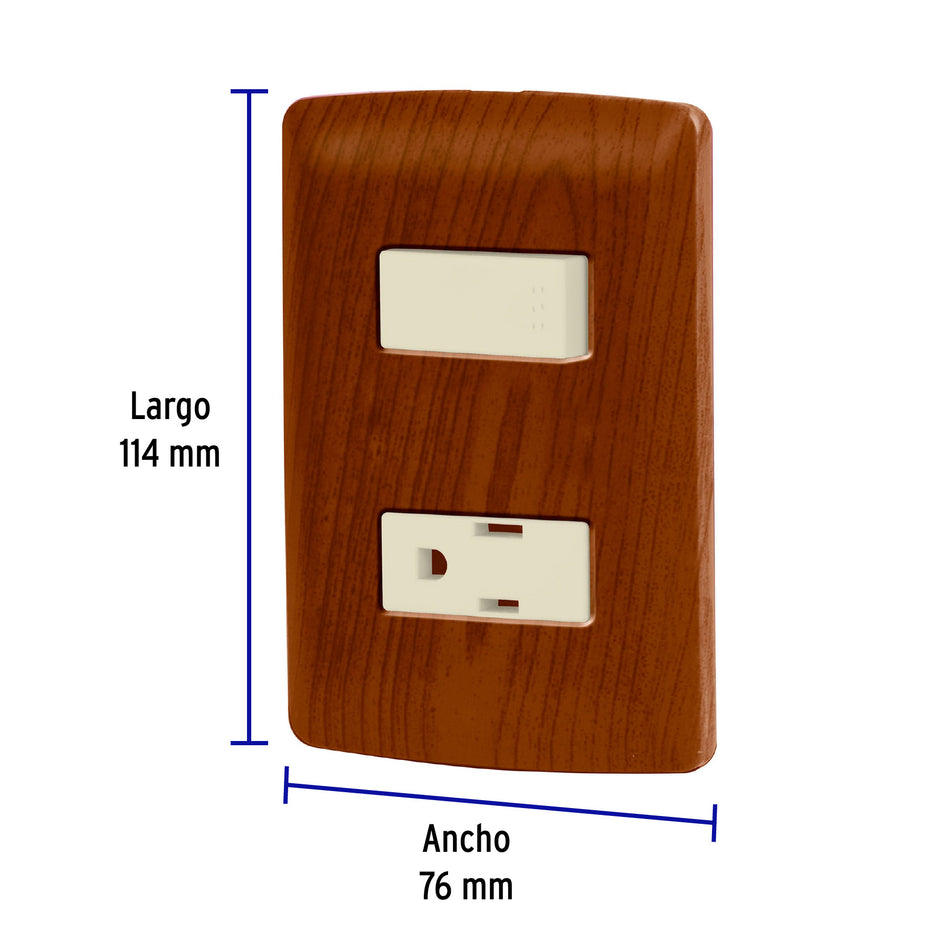 Placa armada contacto e interruptor, madera, línea Italiana Caja con 3, 49935