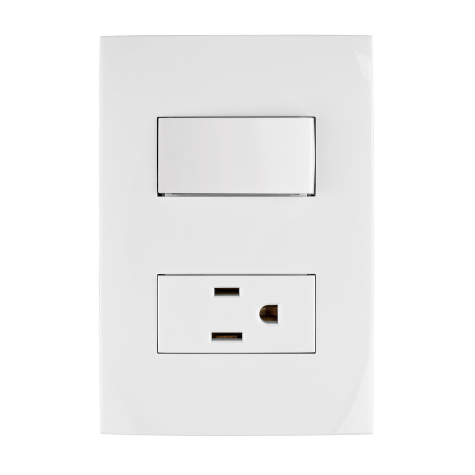 Placa armada contacto e interruptor, línea Oslo, blanco Caja con 6, 46487