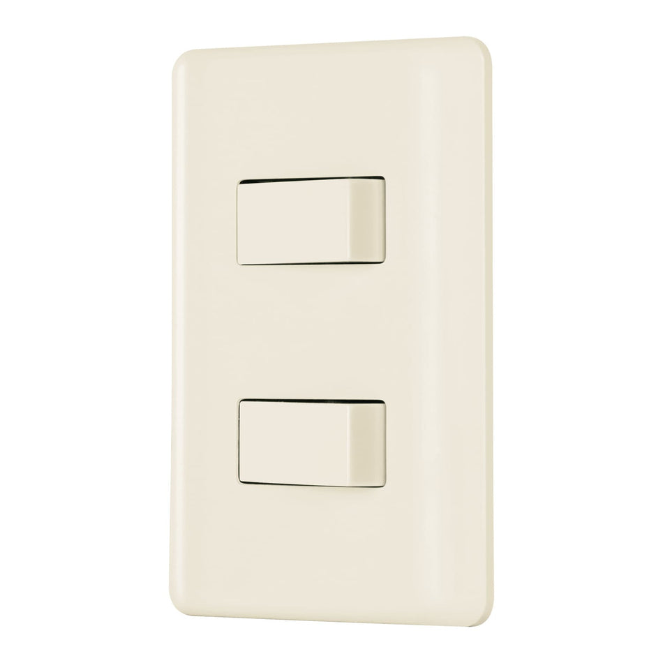 Placa armada, 2 interruptores, marfil, Volteck Caja con 10, 26640