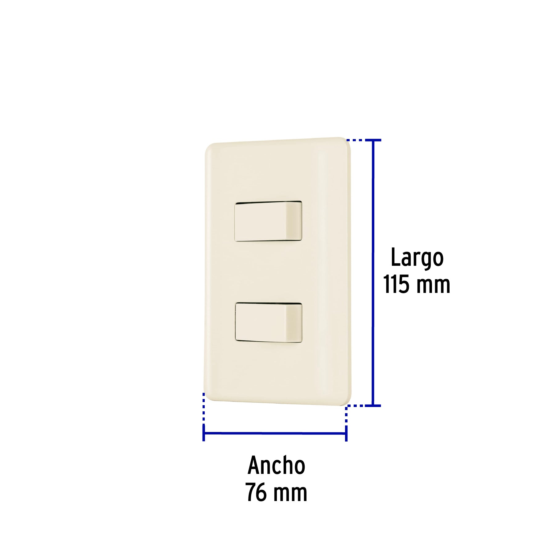 Placa armada, 2 interruptores, marfil, Volteck, 26640