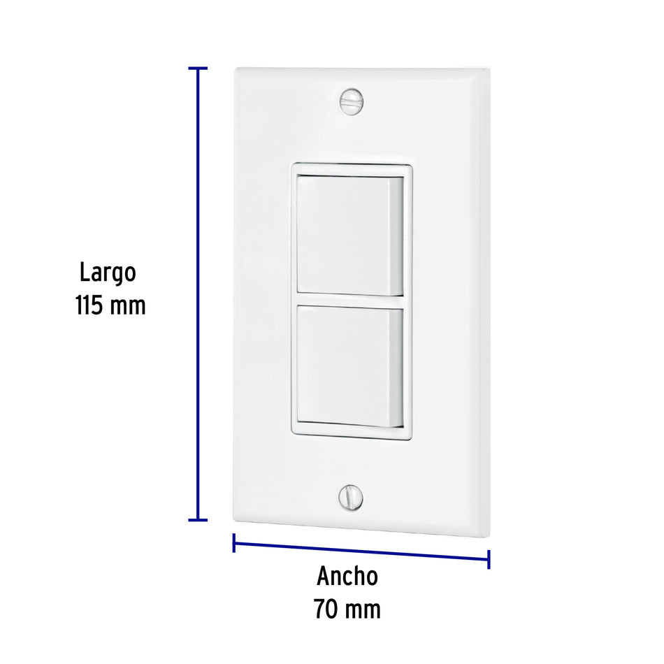 Placa armada con 2 interruptores sencillos, línea Classic Caja con 3, 46338