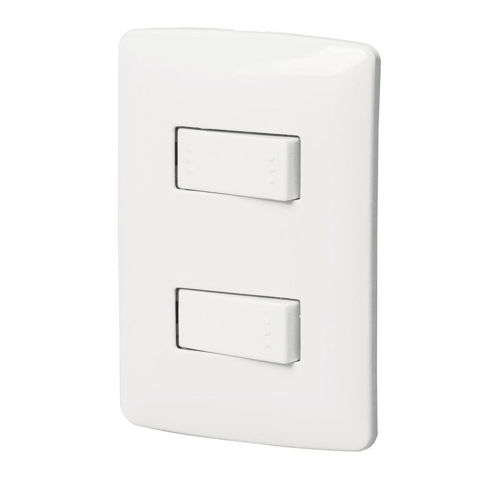 Placa armada 1 interruptor 1 escalera,blanco, línea Italiana Caja con 3, 46462