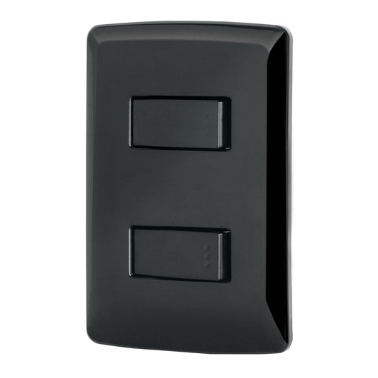 Placa armada 1 interruptor 1 escalera, negro, línea Italiana Caja con 3, 47598