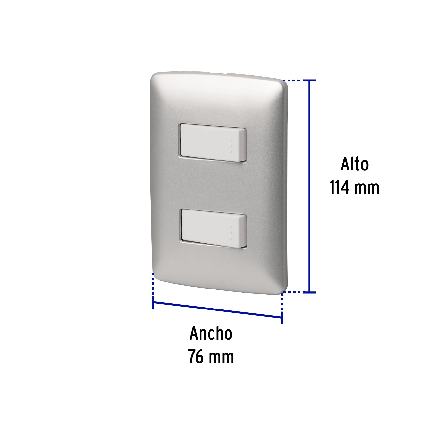 Placa armada 2 interruptores sencillos plata, línea Italiana, 46479