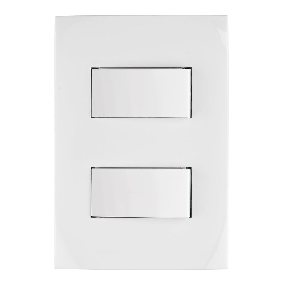 Placa armada 2 interruptores sencillos, línea Oslo, blanco Caja con 3, 46494