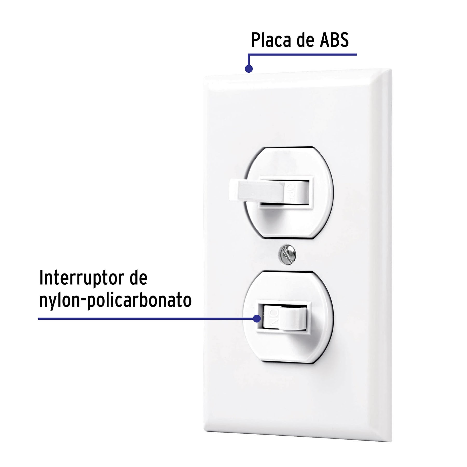 Placa armada 2 interruptores sencillo, línea Standard, blanc, 45953