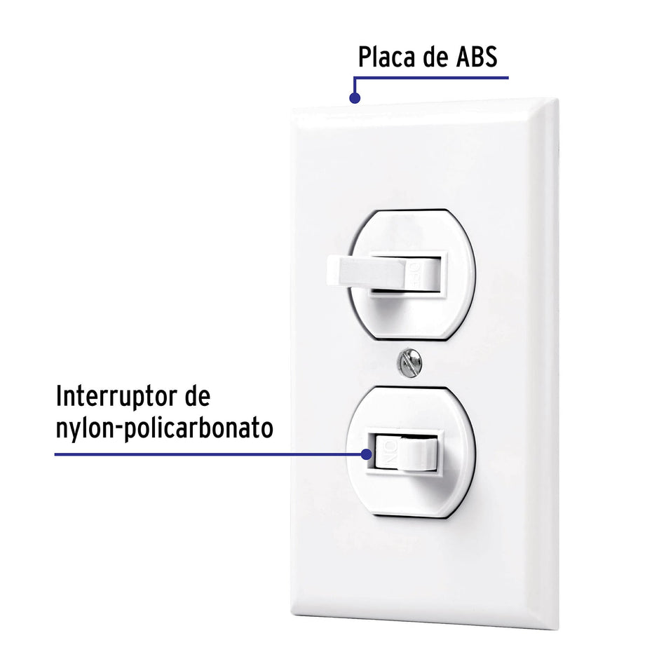 Placa armada 2 interruptores sencillo, línea Standard, blanc Caja con 3, 45953