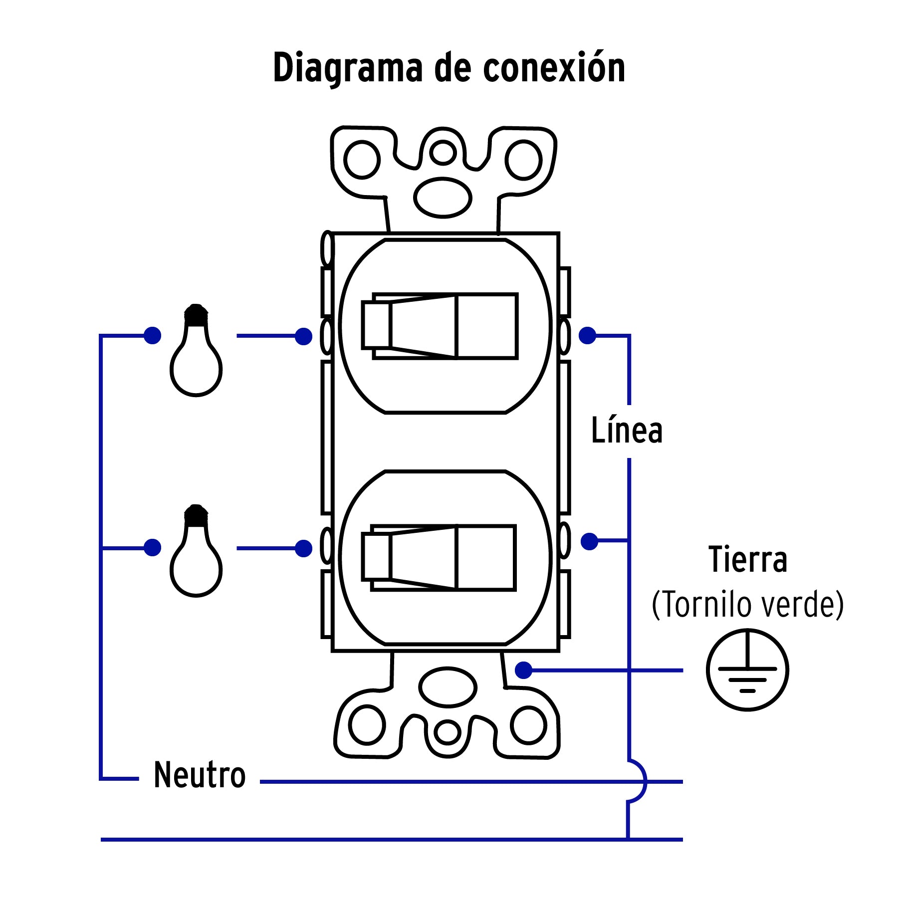 Placa armada 2 interruptores sencillo, línea Standard, blanc, 45953