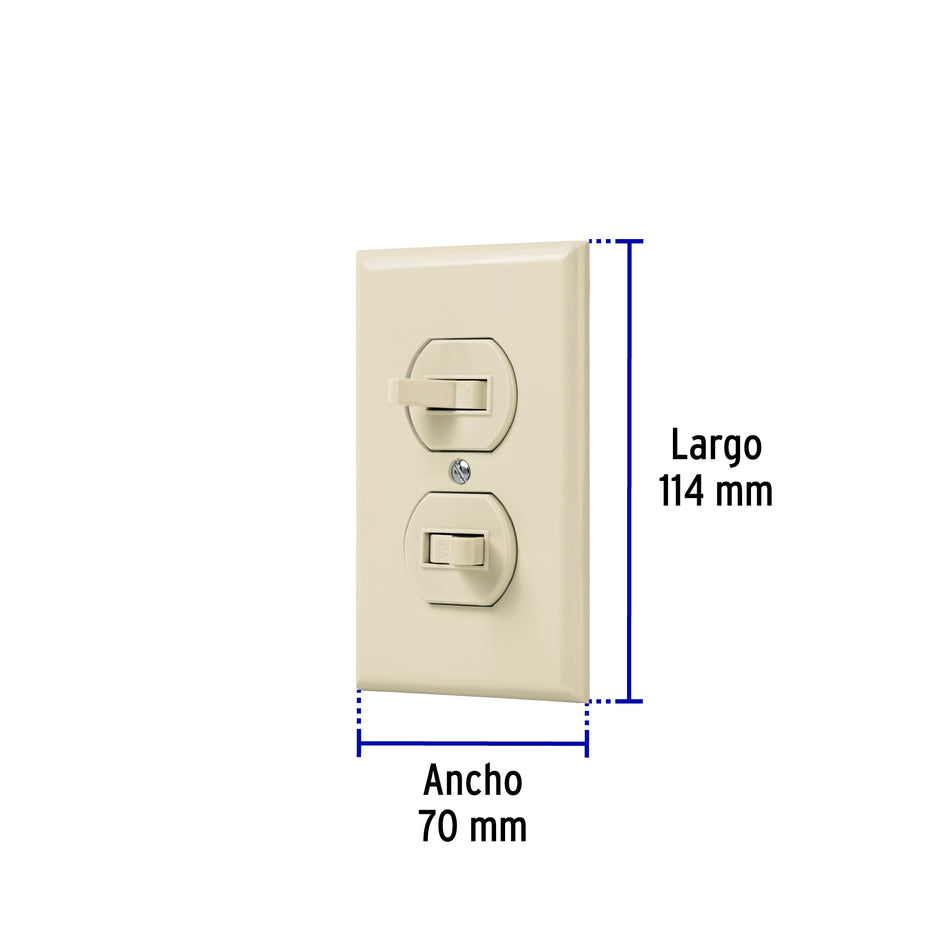 Placa armada 2 interruptores sencillo, línea Standard,marfil Caja con 3, 48492