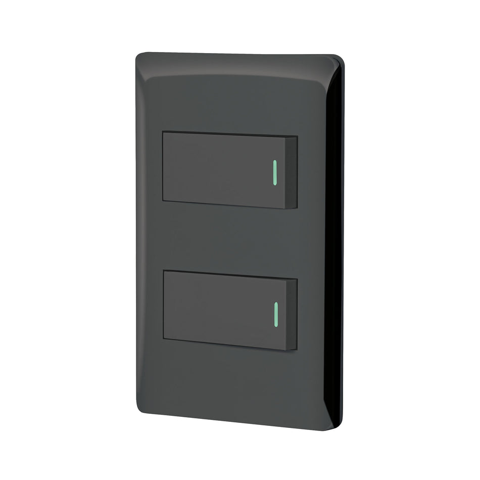 Placa armada negra con 2 interruptores 1 módulo, Lisboa Caja con 3, 47887