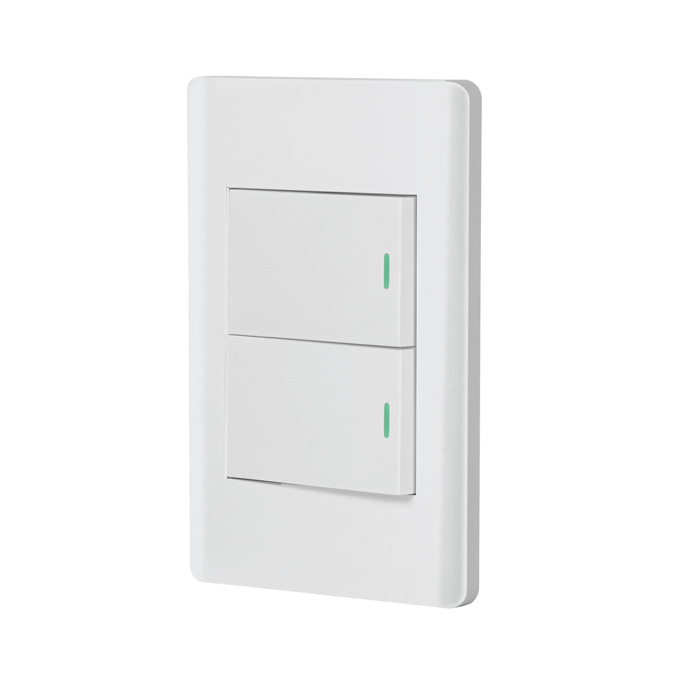Placa armada blanca 2 interruptores 1.5 módulos, Lisboa Caja con 3, 47960