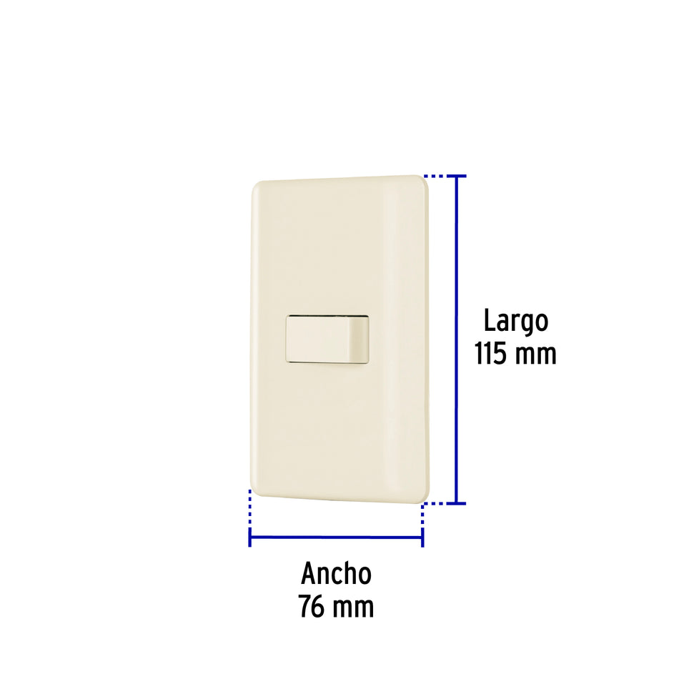Placa armada 1 interruptor sencillo, marfil, Volteck Caja con 10, 26642
