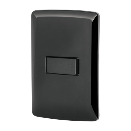 Placa armada 1 interruptor escalera, negro, línea Italiana Caja con 3, 47600