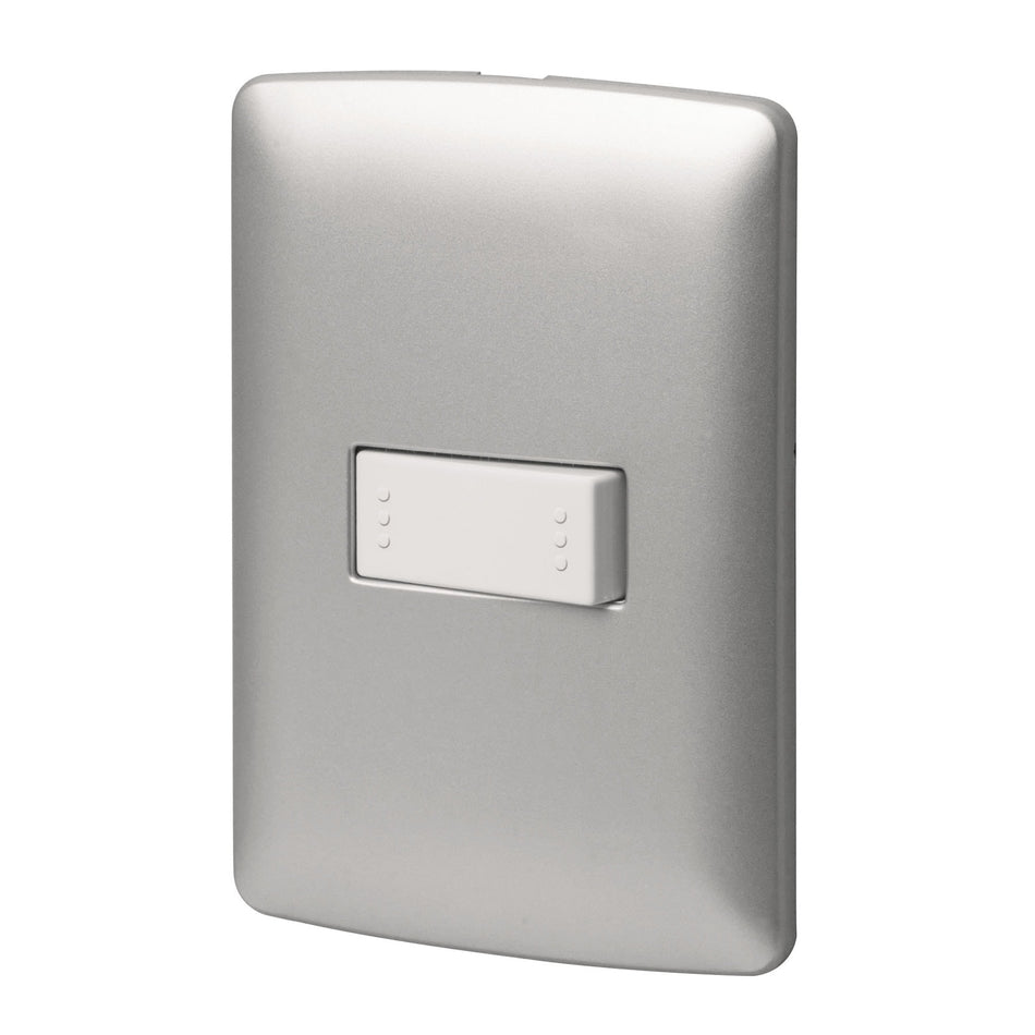 Placa armada 1 interruptor escalera plata, línea Italiana Caja con 3, 46478