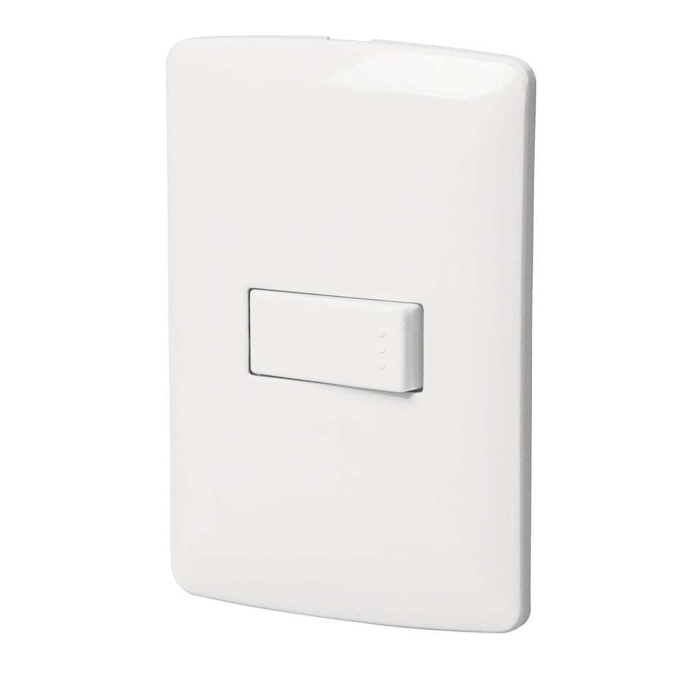 Placa armada 1 interruptor sencillo, blanco, línea Italiana Caja con 6, 46459