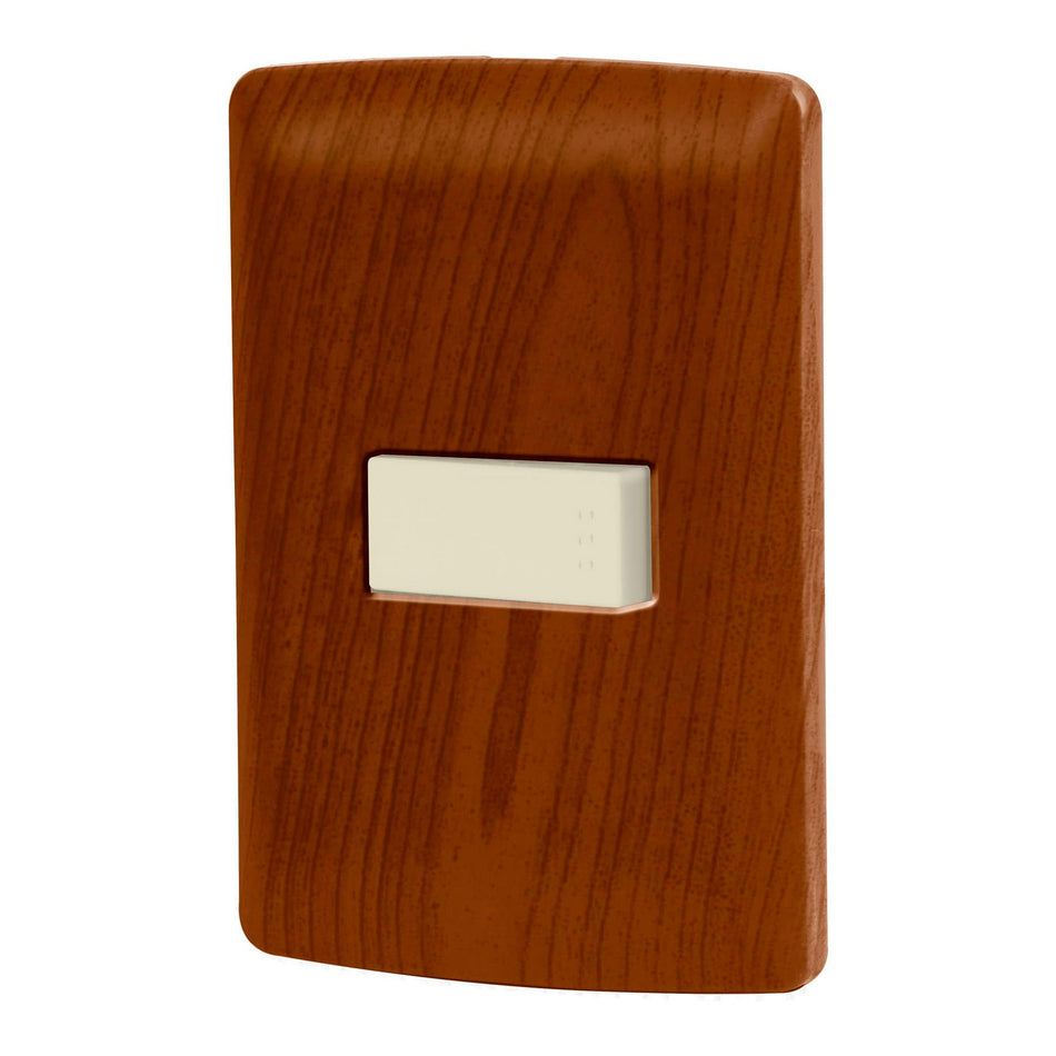 Placa armada 1 interruptor sencillo, madera, línea Italiana Caja con 3, 49923