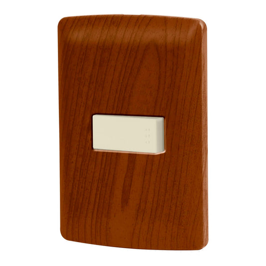Placa armada 1 interruptor sencillo, madera, línea Italiana Caja con 3, 49923
