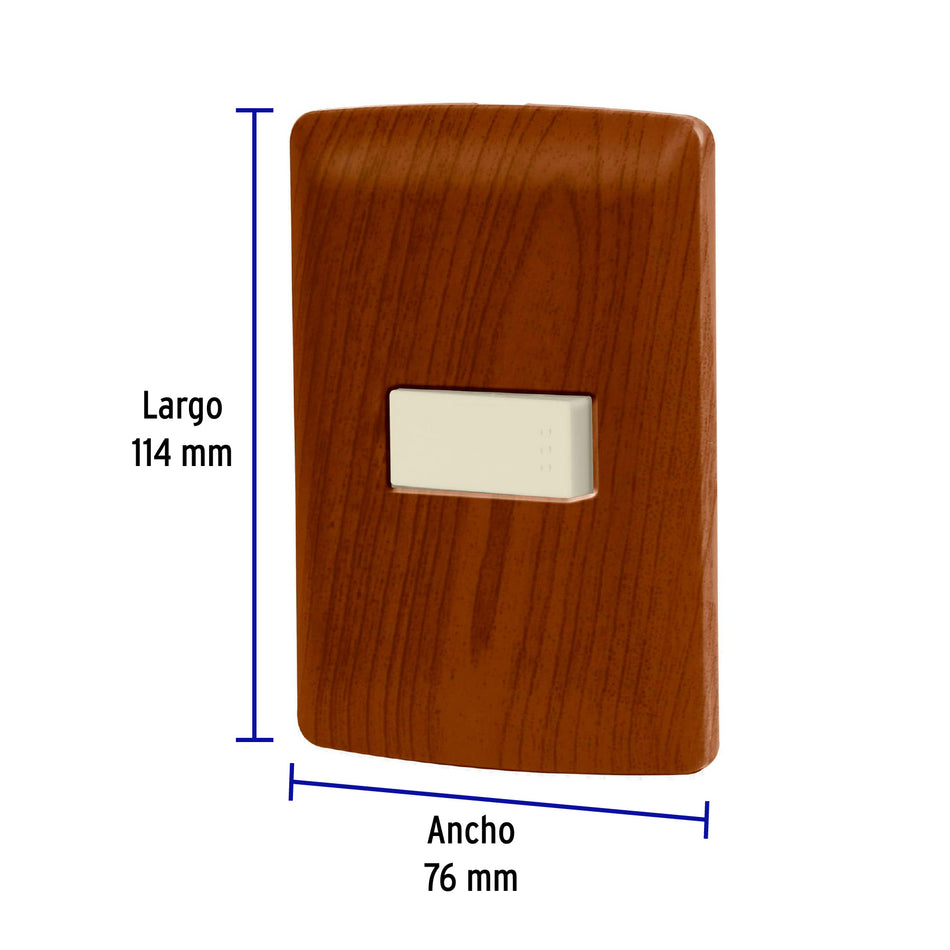 Placa armada 1 interruptor sencillo, madera, línea Italiana Caja con 3, 49923