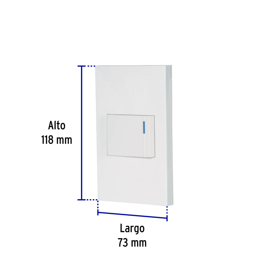 Placa armada 1 interruptor de 3vías, 1.5mód, Española,blanco Caja con 3, 45600