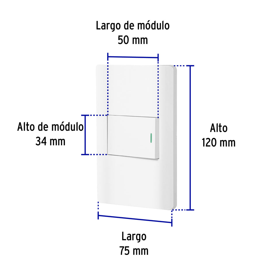 Placa armada blanca 1 interruptor de 3 vías 1.5 mód, Lisboa Caja con 3, 47959