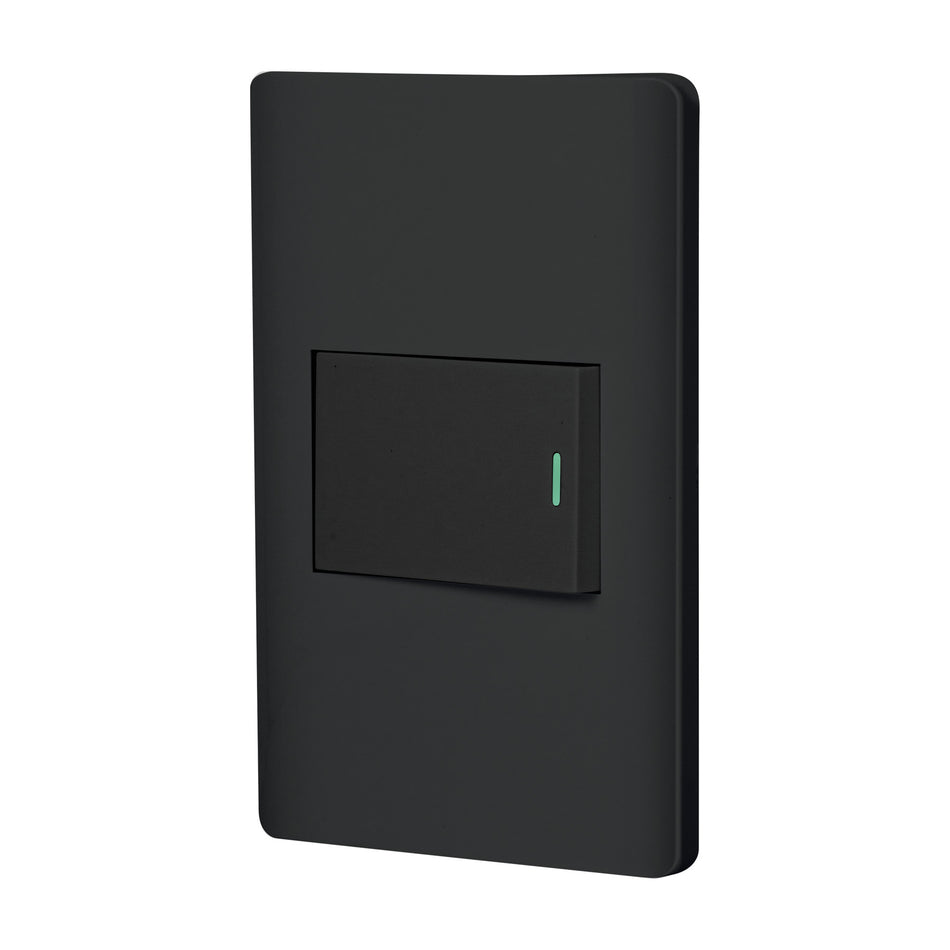 Placa armada negra 1 interruptor de 3 vías 1.5 mód, Lisboa Caja con 3, 47892