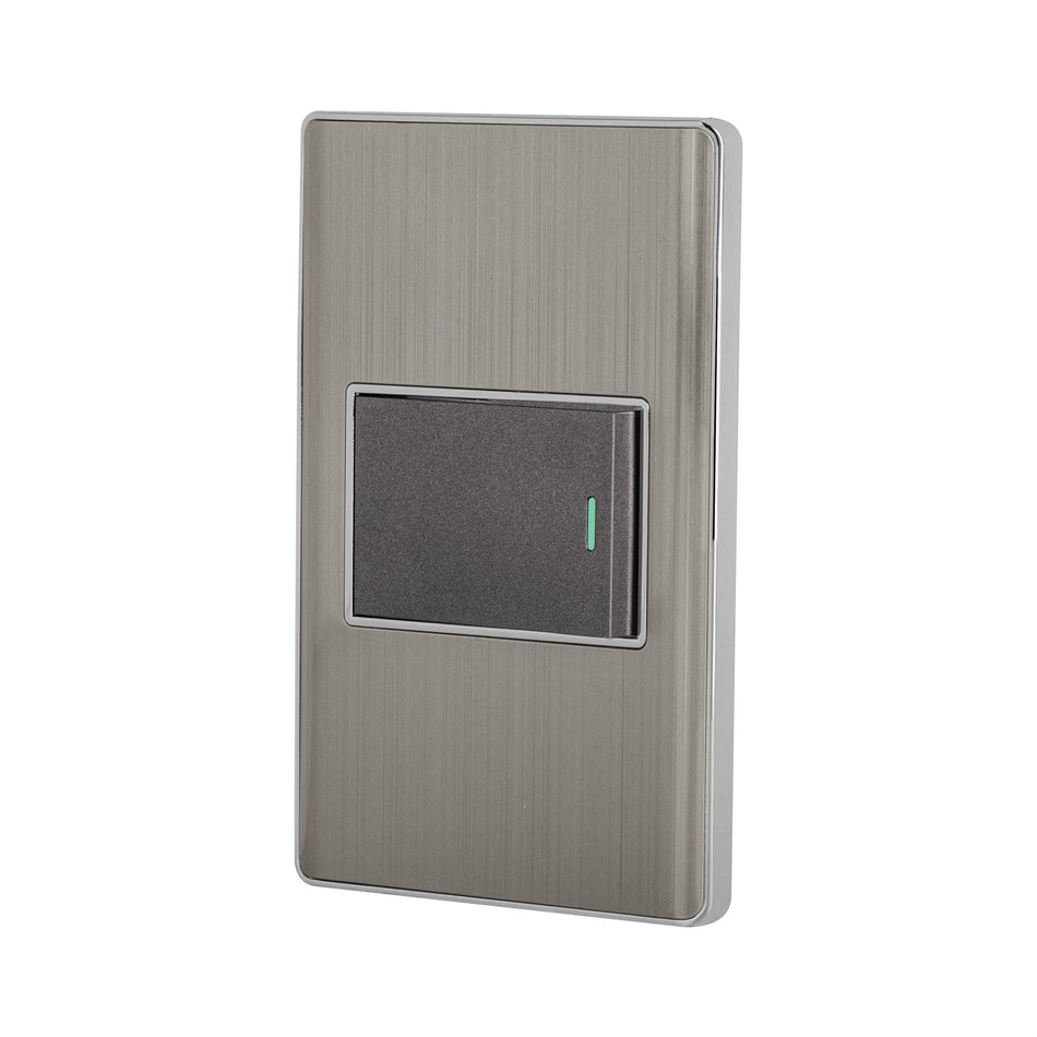 Placa armada acero inox 1 interruptor 1.5 módulos, Lisboa Caja con 3, 47838