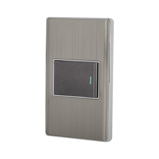 Placa armada acero inox 1 interruptor 1.5 módulos, Lisboa Caja con 3, 47838