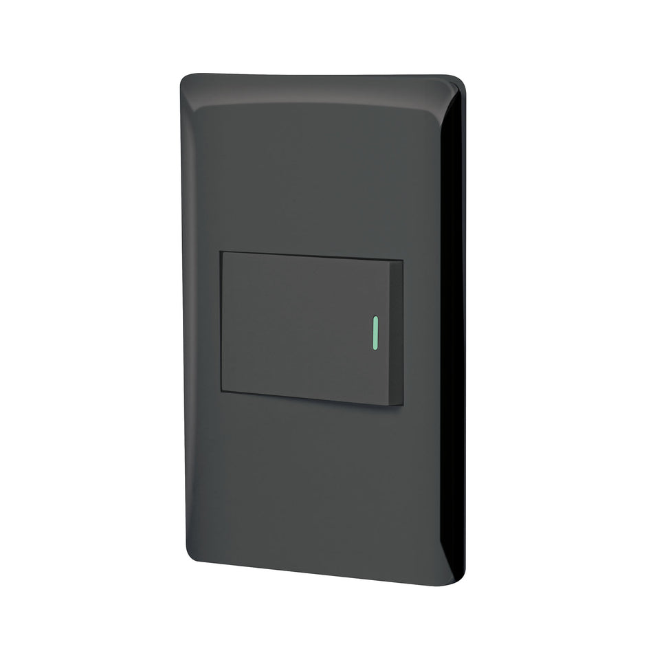 Placa armada negra 1 interruptor 1.5 módulos, Lisboa Caja con 3, 47891