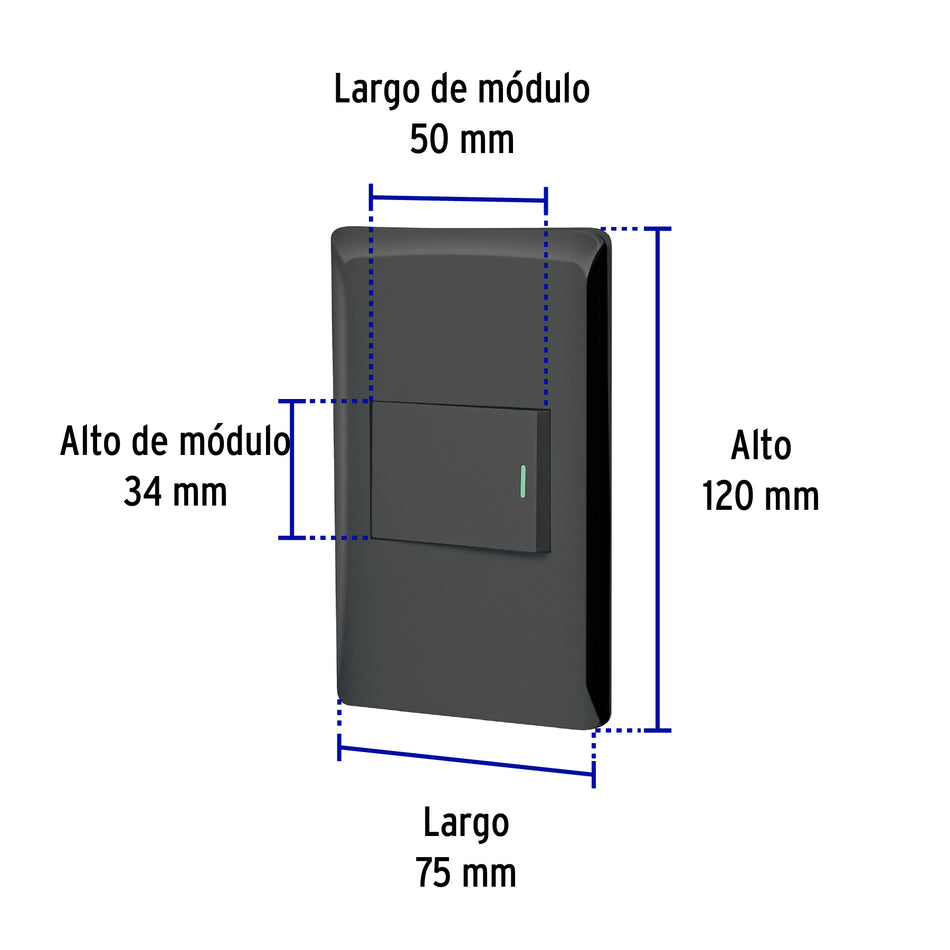 Placa armada negra 1 interruptor 1.5 módulos, Lisboa Caja con 3, 47891
