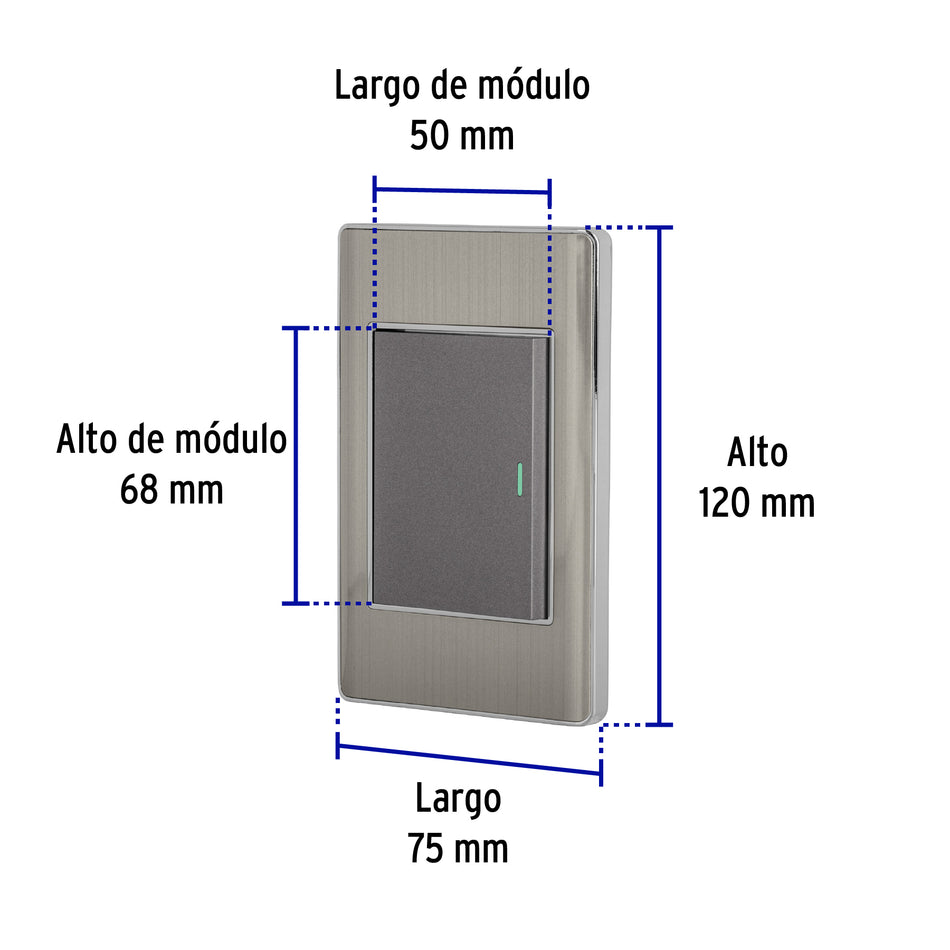 Placa armada acero inox 1 interruptor 3 módulos, Lisboa Caja con 3, 47842