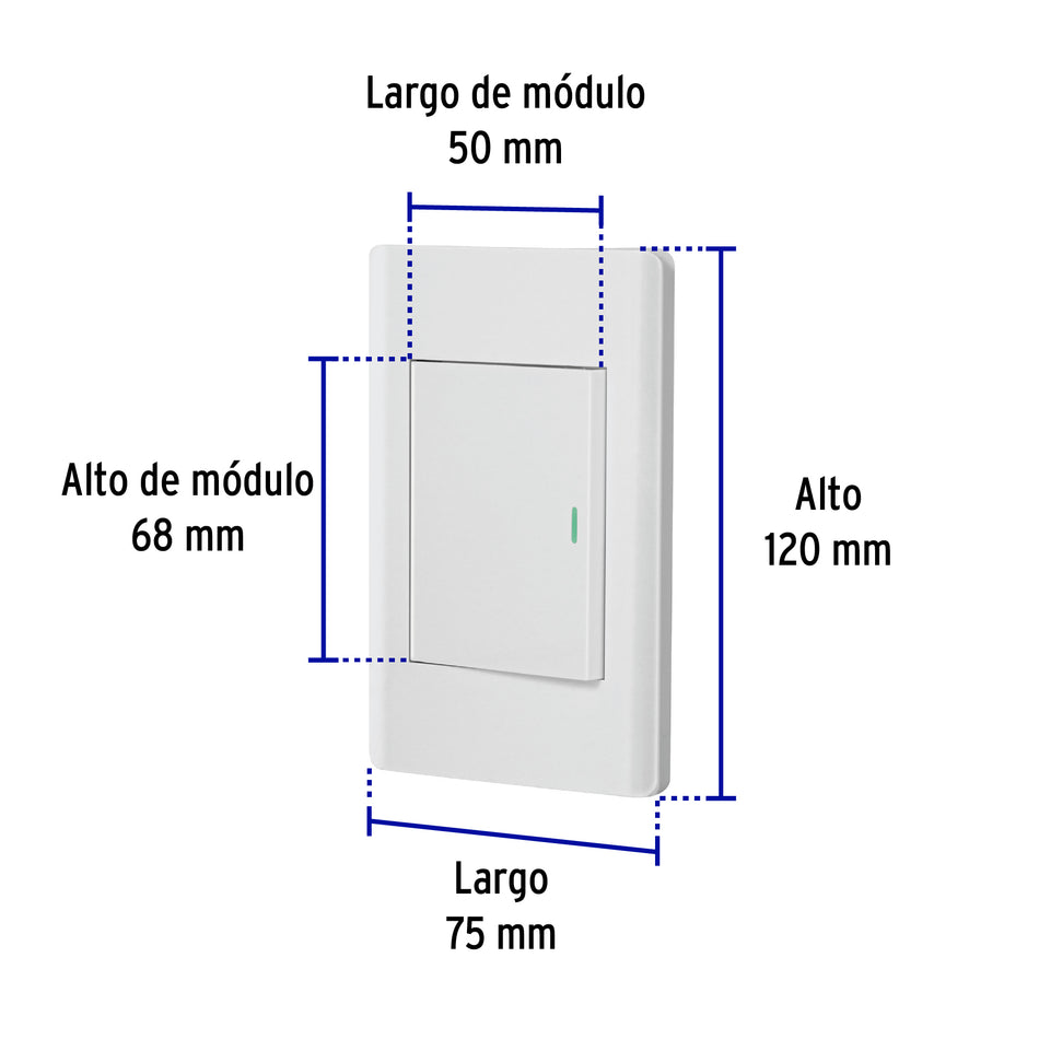 Placa armada blanca 1 interruptor 3 módulos, Lisboa, Volteck Caja con 3, 47962