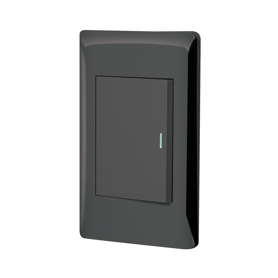 Placa armada negra 1 interruptor 3 módulos, Lisboa, Volteck Caja con 3, 47895