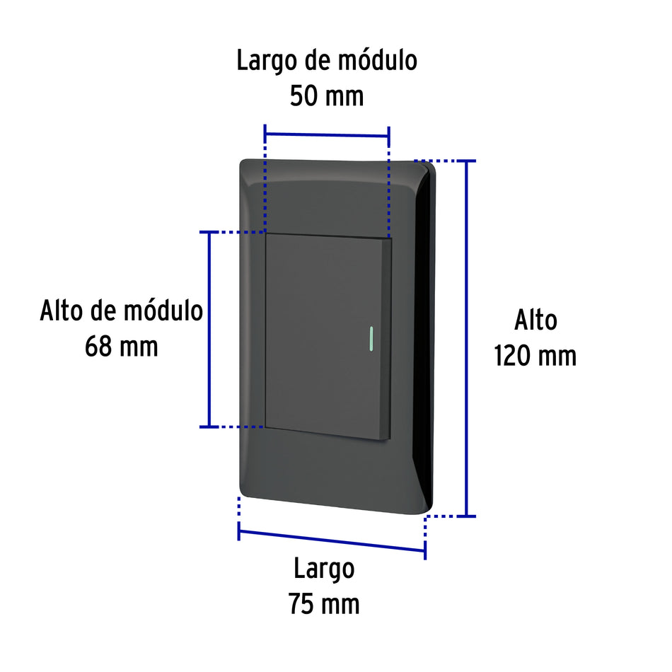 Placa armada negra 1 interruptor 3 módulos, Lisboa, Volteck Caja con 3, 47895