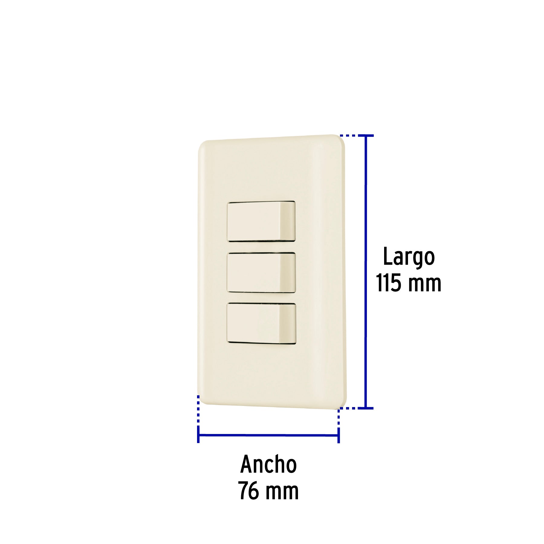 Placa armada 3 interruptores, marfil, Volteck, 26638