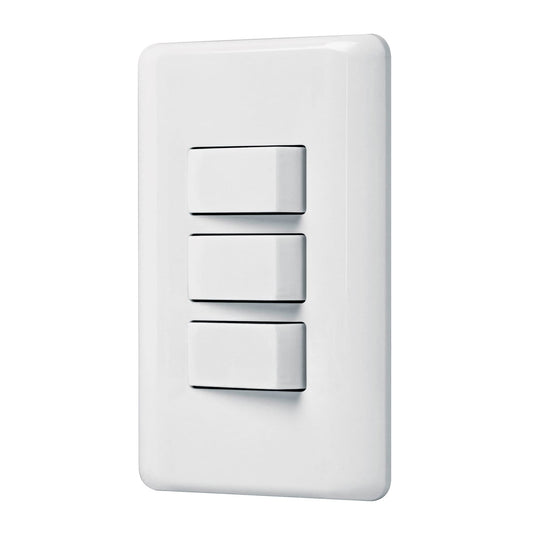 Placa armada con 3 interruptores sencillos, Volteck Basic Caja con 10, 25083