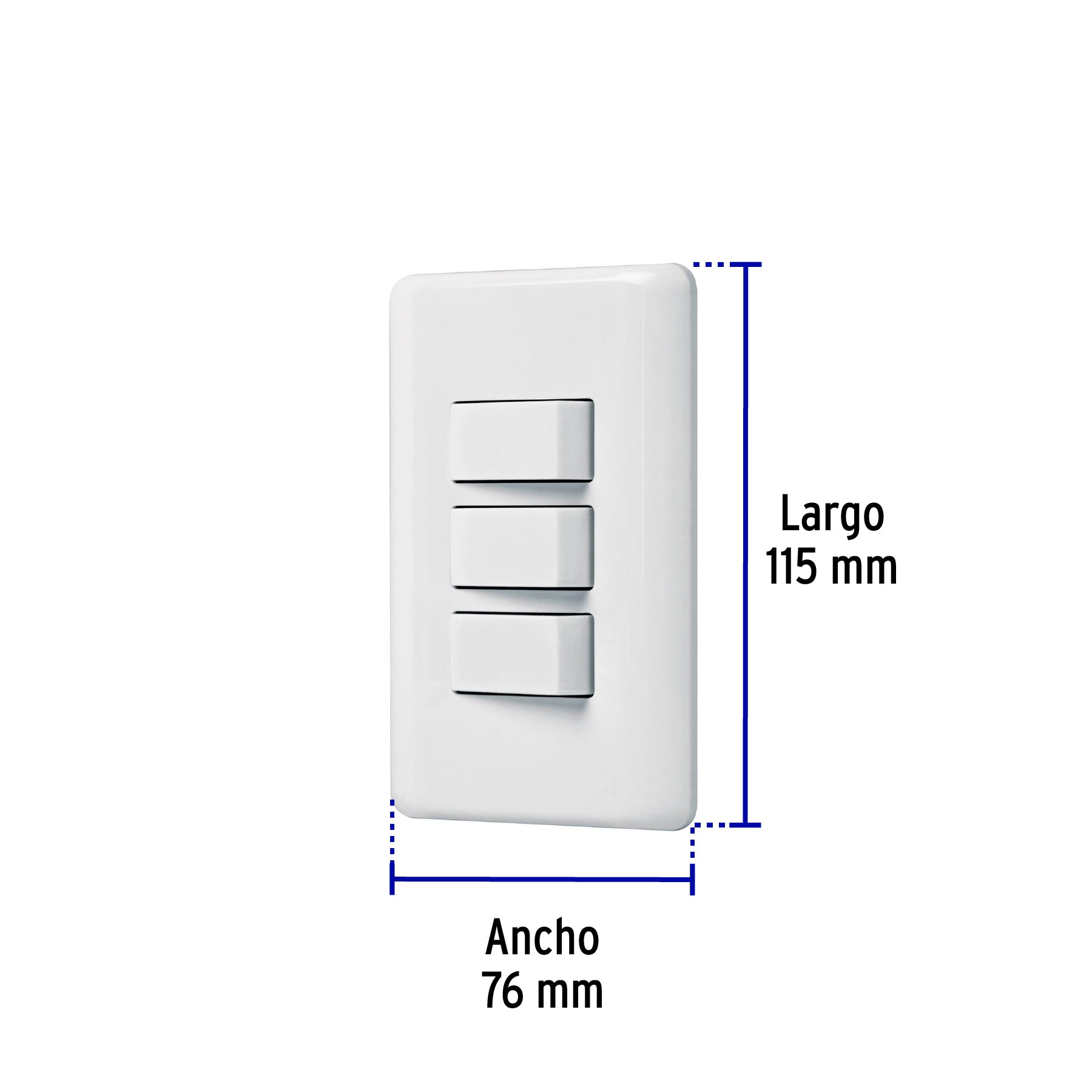 Placa armada con 3 interruptores sencillos, Volteck Basic, 25083