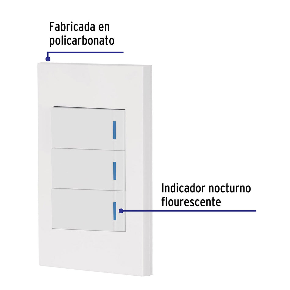 Placa armada 3 interruptores, 1 módulo, Española, blanco Caja con 3, 45599