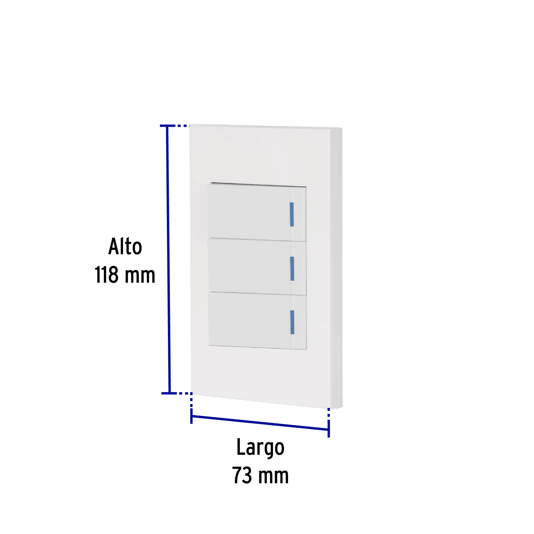 Placa armada 3 interruptores, 1 módulo, Española, blanco, 45599